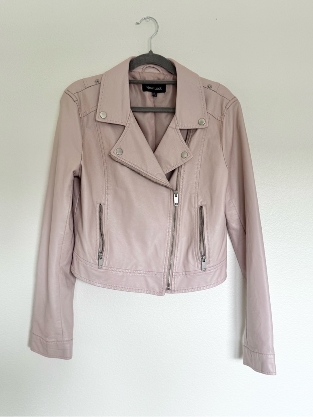 New Look Pastel Pink Biker Jacket Size M